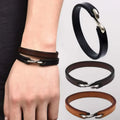 ZYRetro Retro Genuine Leather Men's Vintage Gift Handmade Embossed Inlay Durable Wedding Cuffs Bracelet