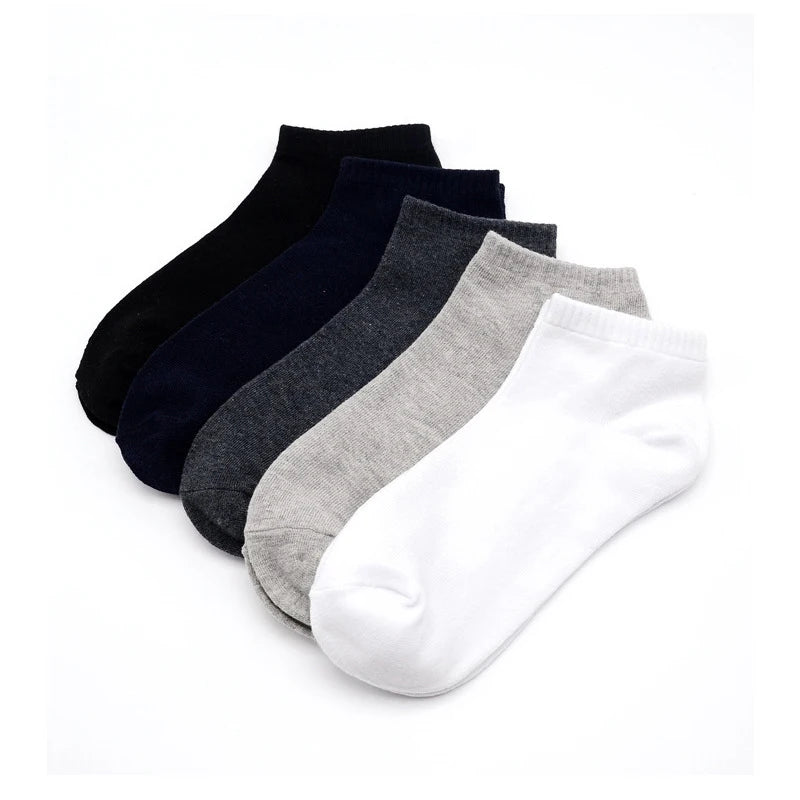 HF High Quality Men's Woven Autumn Casual Plus Size Pure Cotton Solid Color Quick Dry Breathable Short Socks