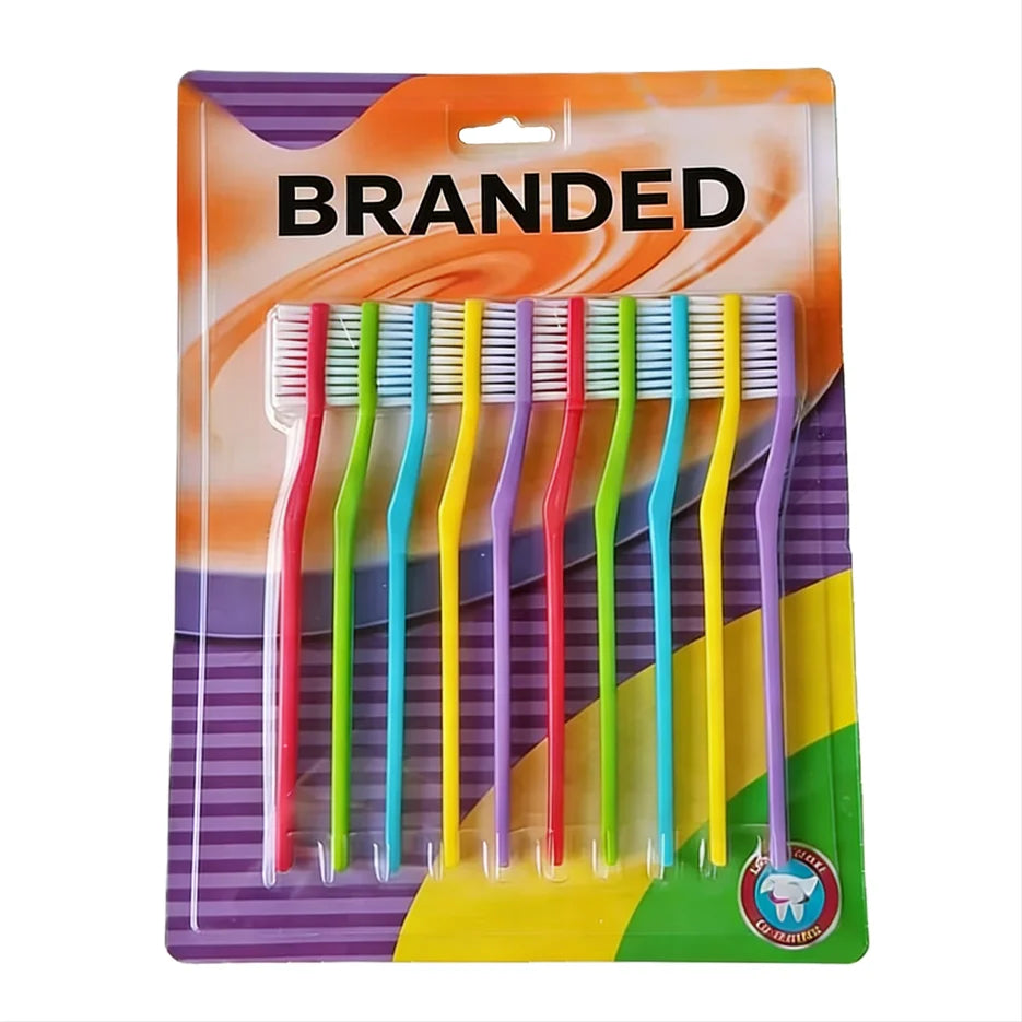 Household Family Toothbrushes Wholesale Header Card Pack Value Set Assorted Color Plastic Handle Manual Toothbrushes