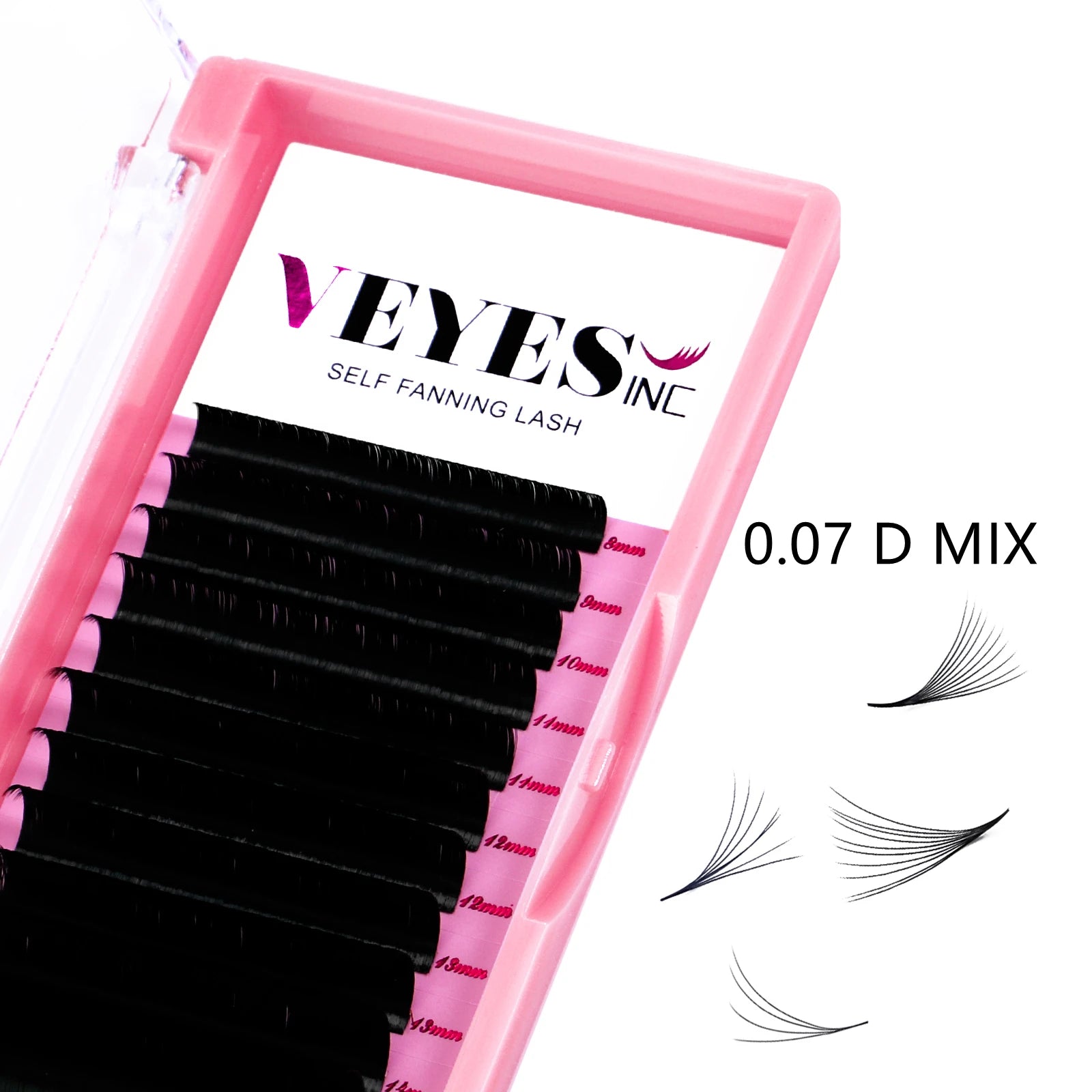 Veyes Inc Professional Private Label Long Fan Volume Mink Eyelash Extensions Easy BC Curl 30mm Mixed Inc Fan Lash Extensions