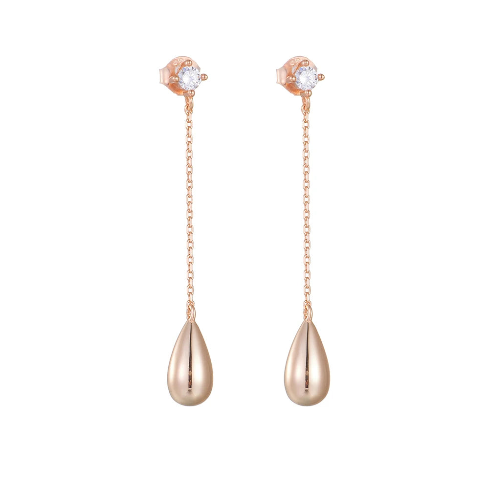 New Creative Simple Water Drop Earring 925 Sterling Silver Gold Plated Elegant Personality Long Tassel Earrings for Gift Jewelry