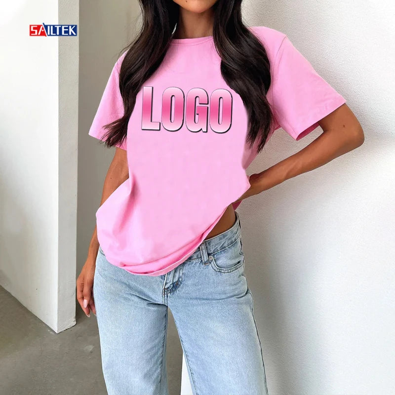 Manufacturer Wholesale Loose Fit Ladies Tee Shirts Custom Logo Plus Size Women's T-shirts Soft 100% Cotton T Shirt