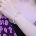 High Jewelry Distinctive Silver Women Hollow Heart Zircon Bangle Bracelet 925 Sterling Silver