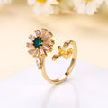 Fidget Rings for Women Adjustable Open Ring Cubic Zirconia Sunflower You are My Sunshine Spinner Ring Gift for Valentine
