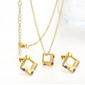 Stainless Steel Jewelry 2024 Vintage Purple Oil Drip with White Diamonds Rhombus Earrings Pendant Necklace Fashion Jewelry Set