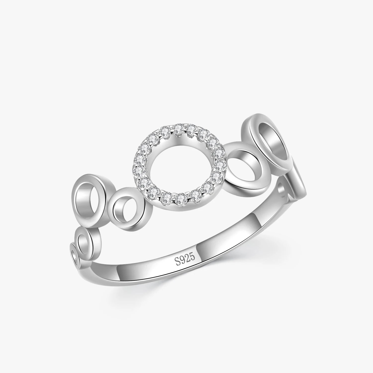 Ailmay Sparkling Clear Zircon Authentic 925 Sterling Silver Fashion Round Bubble Rings for Fine Female Fashion Jewelry