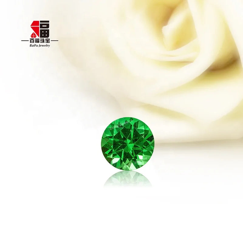 Baifu Jewelry Round Brilliant Natural Green Tsavorite