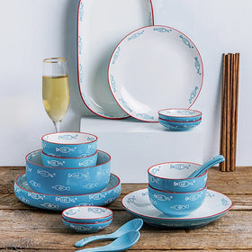 Hand Printing China Dish Tableware Ceramic Plate Dinnerware Dinner Set Porcelain