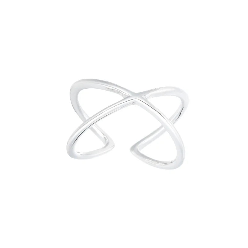 925 Pure Silver Opening Ring Simple Crossover Pure Silver Jewelry Wholesale 2022 New Trend Personality