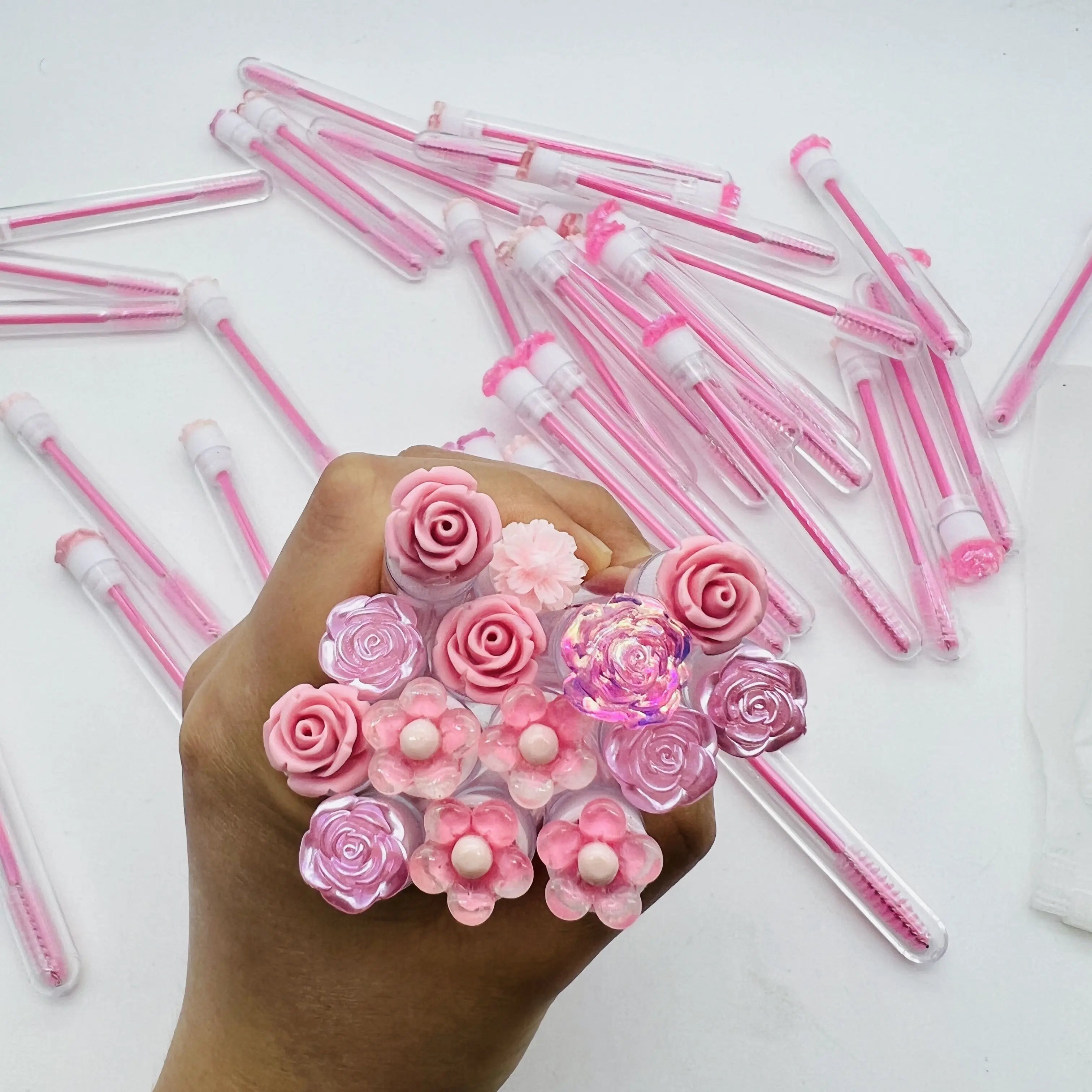Private Label Custom Colorful Lash Brushes Mascara Wand Eyelash Brush Mascara Spoolie Cleaning Brush Tube