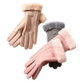 Ladies Winter Warm Gloves with Touch Screen Function German Velvet Plus Thickening for Casual Riding