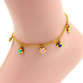 Colourfast Stainless Steel Leg Anklet Bracelet 18K Gold Vacuum Plated Cubic Zircon Star Heart Charm Link Chain Ankle Foot Chain
