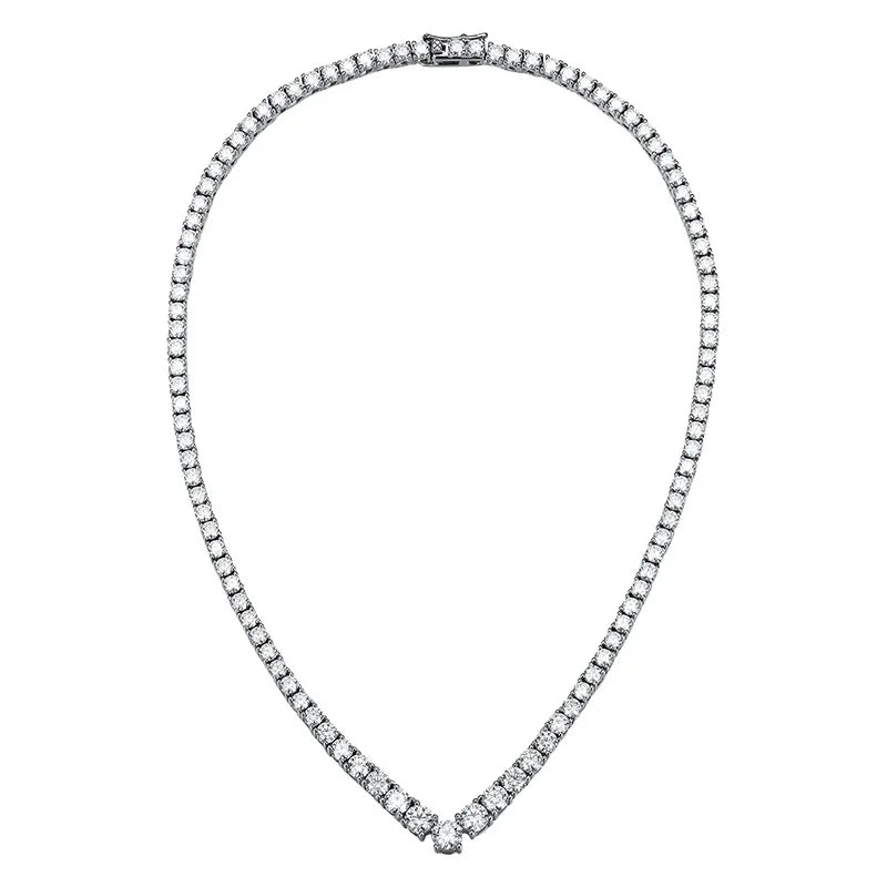 S925 Silver V-Shaped Moissanite Necklace 925 Sterling Silver With Classic Style for Wedding Party or Engagement