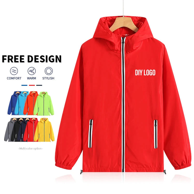 Professional Custom Activity Advertising Windbreaker Jackets Polyester Men's Jackets With Hood