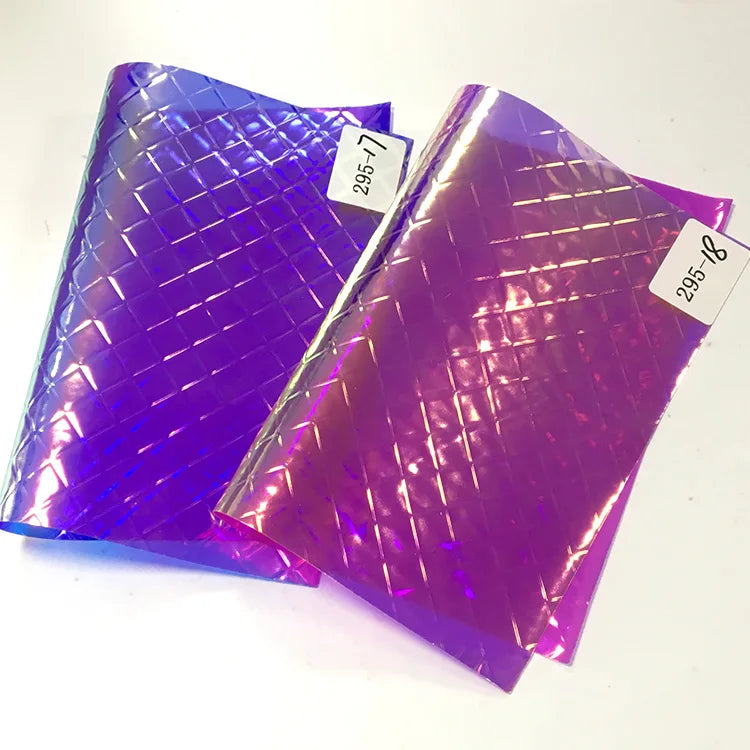 Holographic Laser Reflective Rhomb Patterned 0.5 mm Soft PVC Film for Bows Earrings Bags Sewing Crafts
