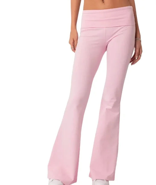Flared Knit Pants Casual Streetwear  With Breathable Waterproof Washable Features Y2K High-Street Style Loose Fit
