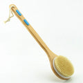Professional Natural Long Bamboo Wooded Handle Boar Vegan Sisal Bristle Dry Bath Body Brush with Silicone Pad Private Label