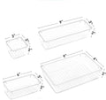 25 PCS Plastic Clear Drawer Organizers Tray Set 4-Size Versatile Vanity Drawer Organizer Storage Bins for Living Room Tableware