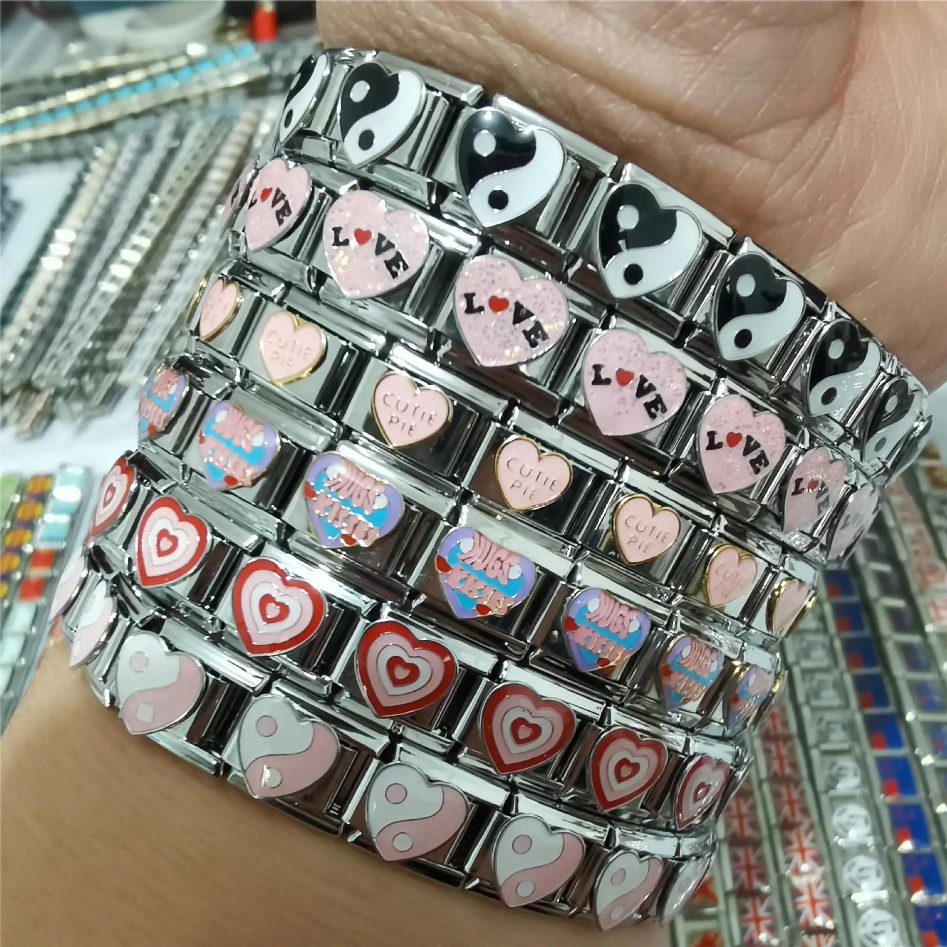 2024 Wholesale Stainless Steel Charm Bracelet New Fashion DIY Cartoon Pattern Waterproof Custom Logo Bracelets for Couples Women
