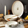 Vintage Hand Made Ceramic Tableware Set Oval Fish Ceramic Plate  Creative Breakfast Salad Plate Deep Soup Dish