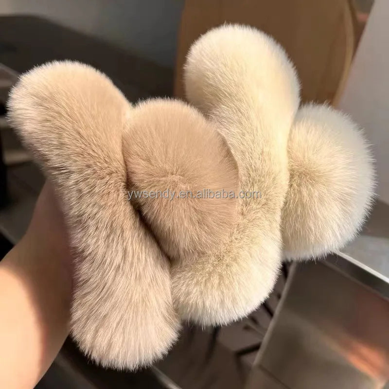 Wholesale Vintage Women Hair Claw Clips New Plush 13cm 15cm Extra Large Plastic Hair Hairs Fashion Accessories