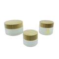 1oz 2oz 4oz 6oz Frosted Glass Cosmetic Container Face Cream Serum Glass Jar with Bamboo Lid
