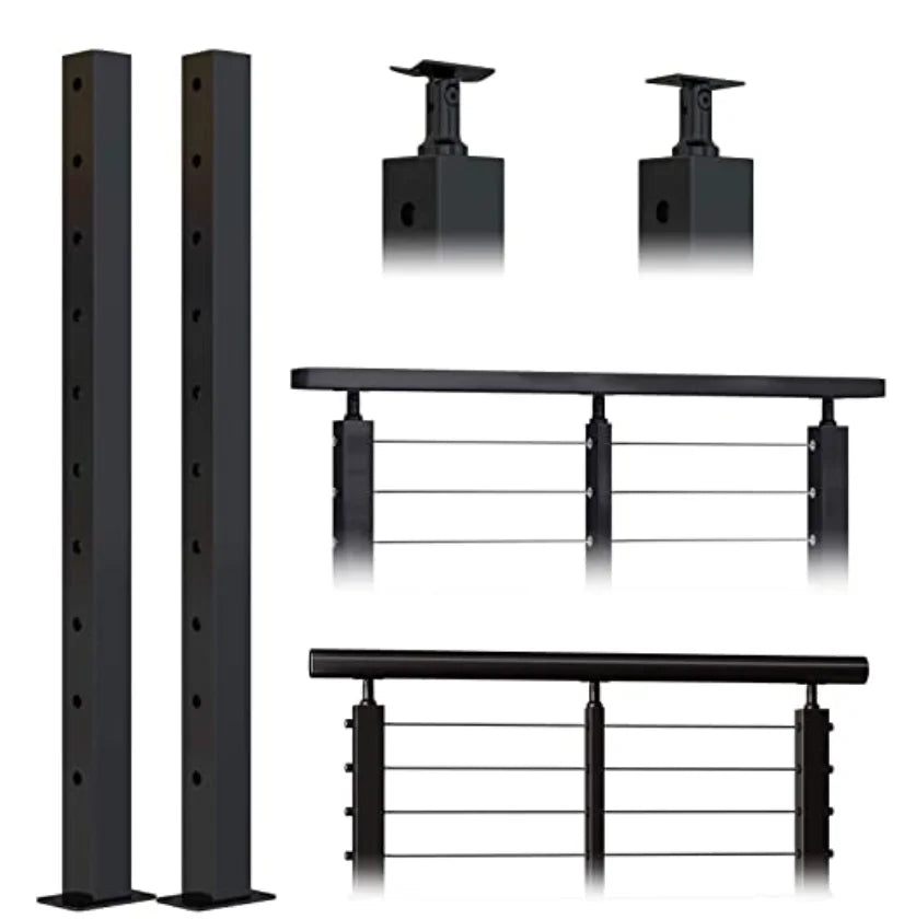 YL METAL Easy to Install Outdoor Stainless Steel Balustrade Outdoor Deck Black Cable Railing