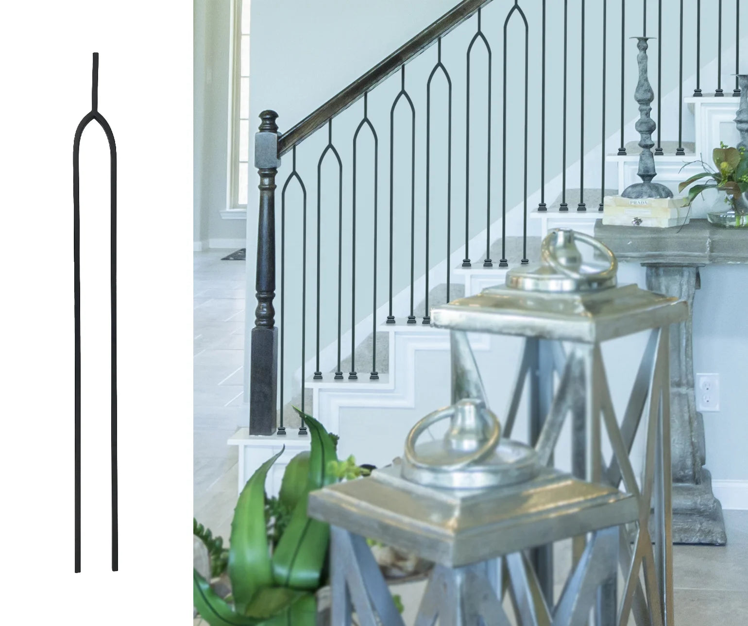 Modern High-Class Indoor Wrought Iron Stair Baluster Stylish Steel Iron Stair Railing