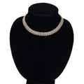Vintage Gold Plated Necklaces with Full Pave Rhinestone Line Simple Design Multi-layer Strand Clasp for Gifts