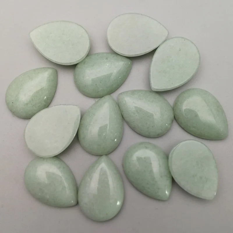 DIY DIY 100% natural mix shape in all sizes stone agate gemstone 25*18mm green aventurine jade waterdrop cabochons Crafts HY