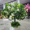 New Little Fake Silk Rose Tree Wedding Table Centerpiece Decor Small Artificial Cherry Blossom Flower Tree with Green Plant Leaf