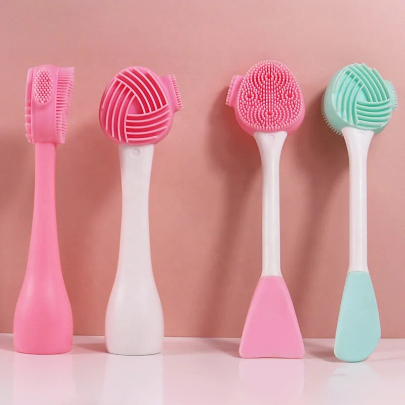Jinke Double Side Silicone Face Mask Brush Applicator Soft Makeup Remover Tool for Nose Pore Cleaning Spa Treatment Model