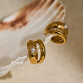Dazan New Summer 18k Gold Plated Hypoallergenic Stainless Steel Vintage Double Layer Pearl Ear Clip Earrings Youth Jewelry