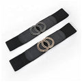 Wholesale Vintage-Inspired Wide Girdle Design Premium PU Leather Women's Elastic Belt With Double Ring Crescent Buckle