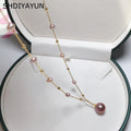 18K Gold Plated Round Edison Pearl Charm Pendant Natural Freshwater Pearl Necklace Jewelry