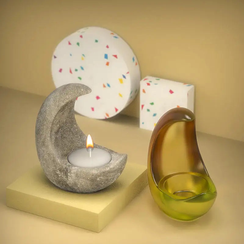 Three - Dimensional Moon Candle Mould Silicone Half - Moon Candle Holder Manual Mould Resin Plaster Decoration Mould