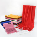 Women's 100% Pure Cashmere Winter Scarf Shawl Long Warm Pure Color Fashion Lady With Bows and Argyle Pattern