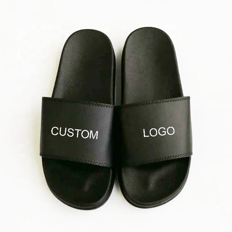 Comfortable Anti-Slippery PU for Slippers for Men Women Custom Logo Light Weight Multiple Colors-Black White for Spring Season