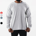 Breathable Men Crewneck Long Sleeve T Shirt High Quality Plain Casual Sportswear Plus Size 95% Cotton 5% Spandex Men T-shirts
