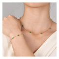 ERESI Waterproof Gold Plated Dainty May Birthstone Charm Choker Bracelet Stainless Steel Green Stone Necklace Bracelet
