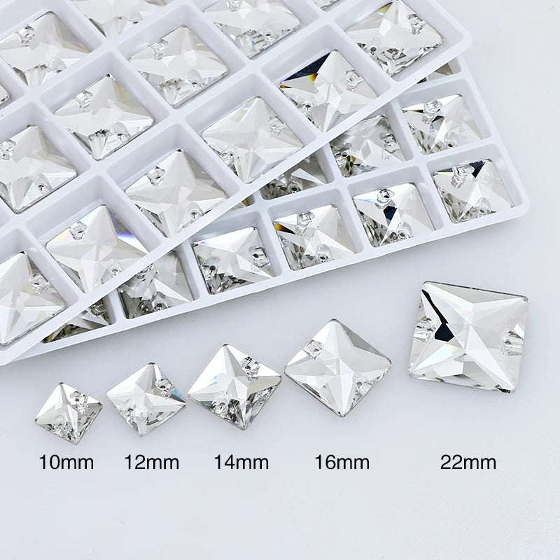 Dongzhou Square Shaped Sew on Crystal Flatback Glass Rhinestones Wholesale Loose Crystal Beads Garment Shoes Diy Accessories