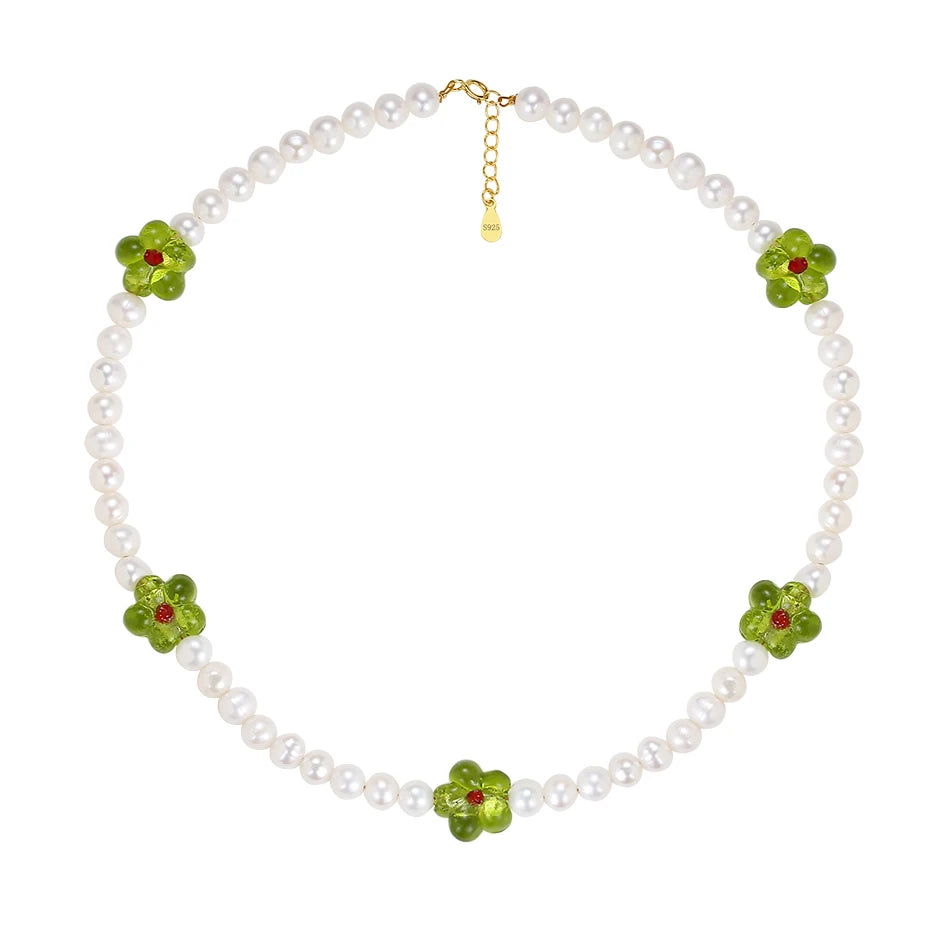Nagosa Best Sale 925 Sterling Silver Necklace 18k Gold Vermeil Freshwater Pearl Flower Necklace