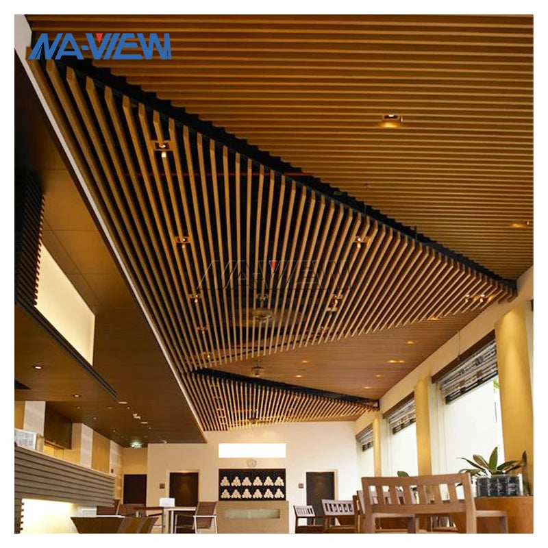 Artistic Modern Indoor U-Baffle Aluminum Alloy Ceiling for Office Buildings Schools Fireproof Moisture-Proof Perforated Strip
