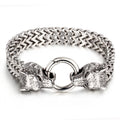 KALEN Pulsera Hombre Sterling Silver Bracelet Wolf Skull Bracelets Men Charm Stainless Steel Bracelet