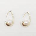 Fashion 925 Silver Earring 100% Nature Round Freshwater Pearl Real 18ct Gold Plating