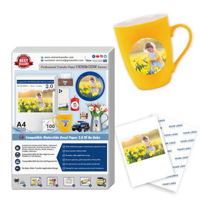Winner Transfer A4 Size Printable Transfer Paper Light Water Transfer Sticker for Plastics Glass Ceramics