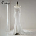 Ruolai QW01827 Mermaid Long Sleeves Lace up Back Off Shoulder Bridal Lace Wedding Gown Dress