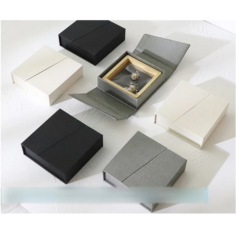 Factory Wholesale OEM Luxury Necklace Earring Ring Gift Packaging PE Box Custom Logo Paper Magnet Double Open Door Jewelry Box