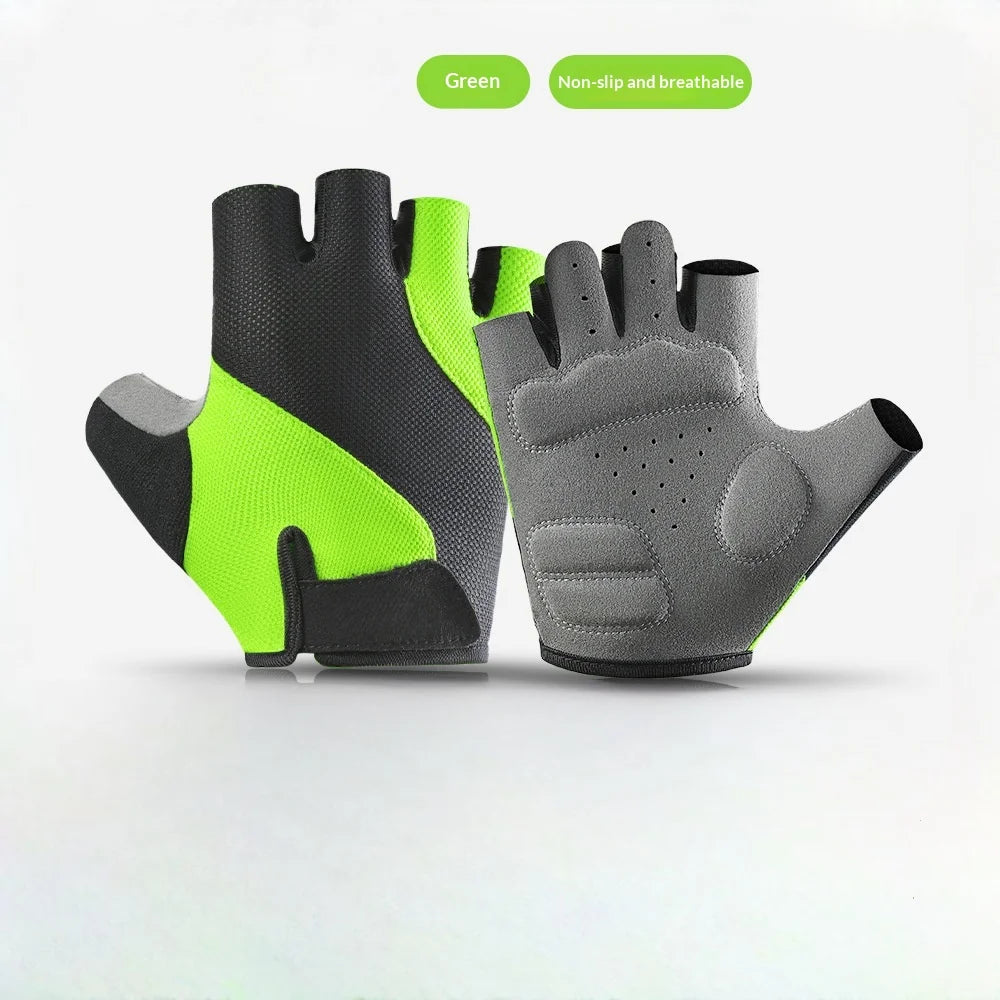 Outdoor Cycling Gloves for Men Summer Road Bicycle Sports Shock Absorbing Half-Finger Fitness Breathable  Protection Gloves
