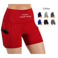 Women's Elastic High Waist Yoga Shorts Tummy Control Workout Running Stretch Pants Casual Polyester Fabric Pocket for Gym